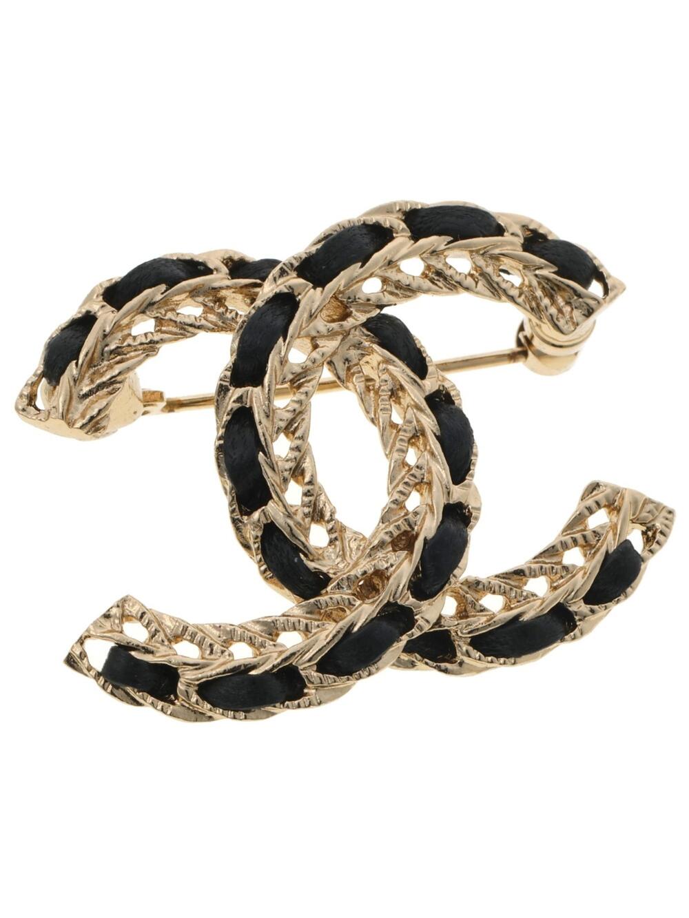 Chanel Cc Logo Brooch Gold-Tone Metal #351419C10B